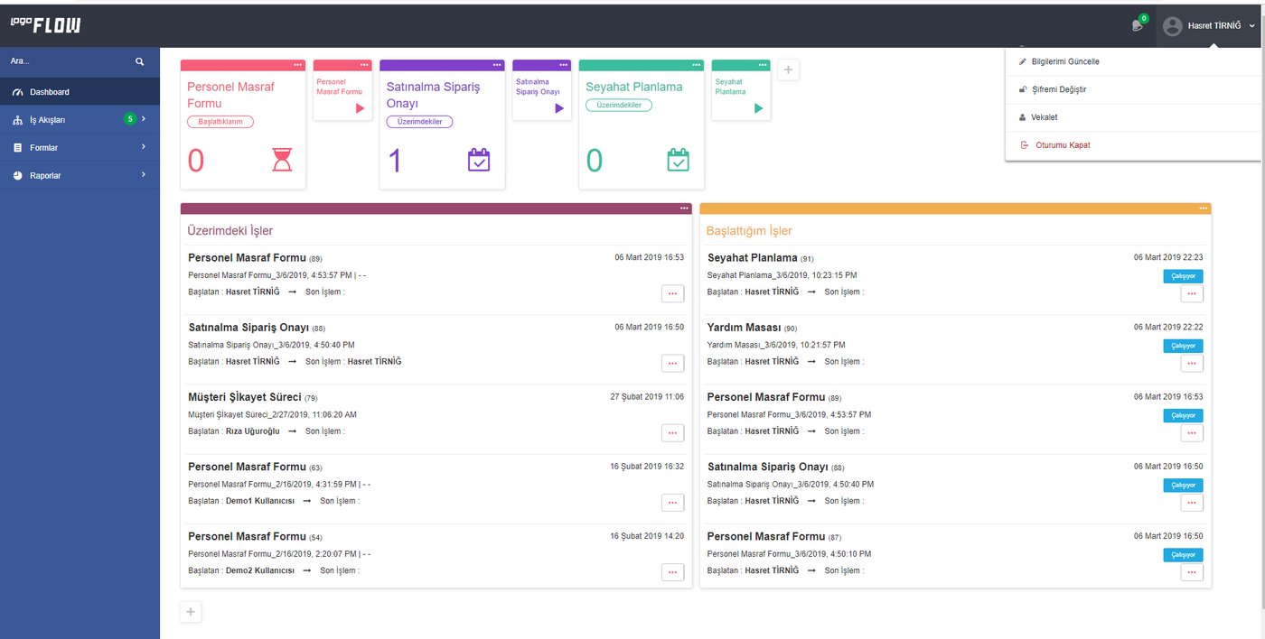 Logo Edge Flow iş akışı dashboard ekranı